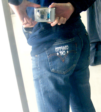 わかんないかもしれませんが、実はお尻、結構小さい graffiti-cat 尻!