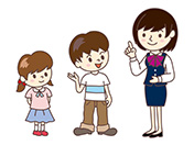 女性社員と子供達