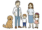 4人家族-1-若夫婦・姉弟・犬