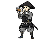 法螺貝を吹く足軽-1