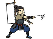 投石する足軽-1