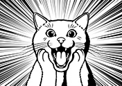 アメコミ風「驚く人（猫）」-16-白黒