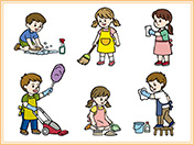 掃除をする子どもたち