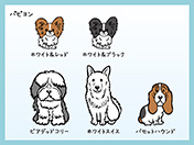 かわいい手描き犬セット-2