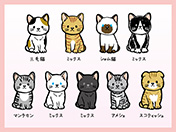 かわいい手描き猫セット-1