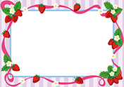 苺とリボンのフレーム-2（A4横）