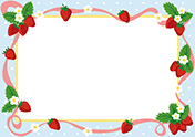 苺とリボンのフレーム-3（A4横）