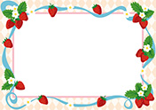 苺とリボンのフレーム-4（A4横）