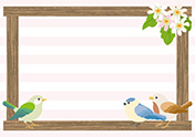 小鳥と木のフレーム-1（A4横）