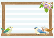 小鳥と木のフレーム-2（A4横）