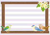 小鳥と木のフレーム-4（A4横）