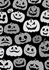 ポップなハロウィン背景-2（A4縦白黒）