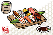 お寿司のポストカード（横）