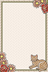 和風ポストカード「花と猫」（縦）