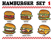 ハンバーガーのイラストセット-1