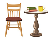 椅子と丸テーブルのイラスト