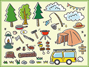 手描きイラスト夏キャンプ-1