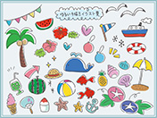 ゆるい手描きイラスト夏セット-1