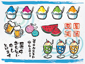 涼しげな夏の筆文字とイラスト-2