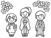 七五三素材-2（白黒）