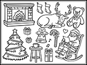 クリスマス素材-4（白黒）