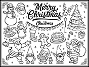 クリスマス素材-3（白黒）