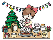 クリスマスケーキを作る女の子