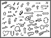 手描き矢印セット-2（白黒）