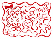 シンプルな手描きリボン集（赤）-1