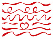 シンプルな手描きリボン集（赤）-3