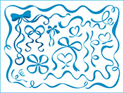 シンプルな手描きリボン集（水色）-1