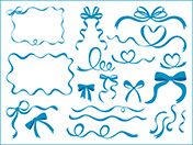 シンプルな手描きリボン集（水色）-2