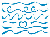 シンプルな手描きリボン集（水色）-3