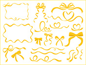 シンプルな手描きリボン集（黄色）-2