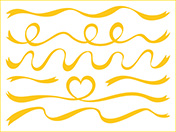 シンプルな手描きリボン集（黄色）-3