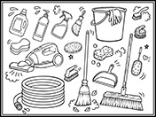 大掃除道具セット-白黒