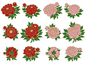 和柄の牡丹素材-1（赤・ピンク）