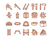 【ペンキ塗装】線画アイコン（茶）