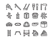 【ペンキ塗装】線画アイコン（白黒）