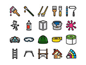 【ペンキ塗装】線画アイコン（カラー）