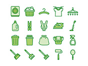 【掃除・洗濯】線画アイコン（緑）