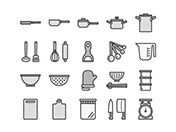 【調理器具】線画アイコン（白黒）