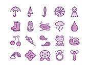 【6月の情景】線画アイコン-A（紫）