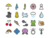 【6月の情景】線画アイコン-A（カラー）