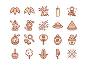 【7月の情景】線画アイコン-A（茶）