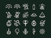 【7月の情景】線画アイコン-A（黒板）