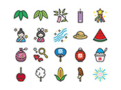 【7月の情景】線画アイコン-A（カラー）