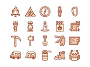 【アウトドア】線画アイコン（茶）