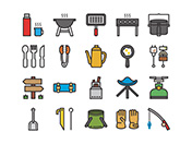 【アウトドアB】線画アイコン（カラー）