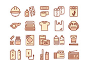 【防災グッズA】線画アイコン（茶）